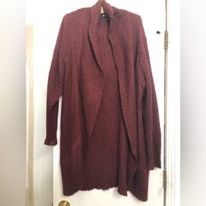 Ladies Maroon Long Cardigan 2X